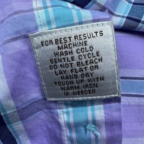 Peter Millar Mens Shirt Purple Blue Plaid Seaside Finish Size S Classic Style‎ - Picture 7 of 9